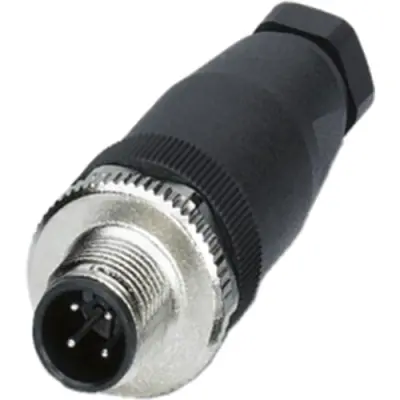 Plug, M12, 4 pole, screw connection, screw locking, straight, 1662528 - 1