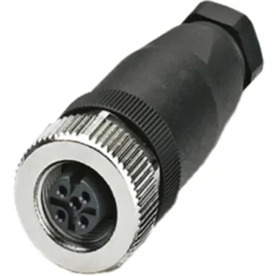 Jack, M12, 4 pole, screw connection, screw locking, straight, 1681127 - 1