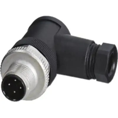 Plug, M12, 4 pole, screw connection, screw locking, angled, 1681101 - 1