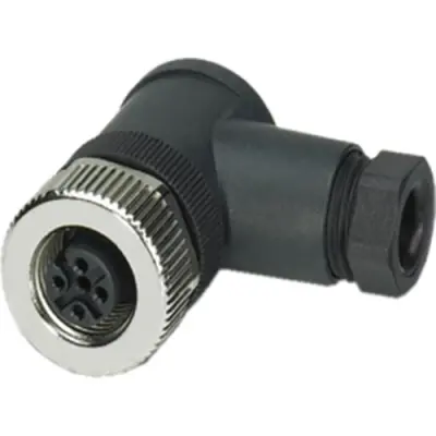 Jack, M12, 4 pole, screw connection, screw locking, angled, 1681143 - 1