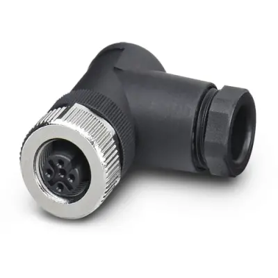 Jack, M12, 5 pole, screw connection, screw locking, angled, 1681499 - 1