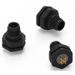 Panel plug, M12, 4 pole, solder pins, straight, 643110100404