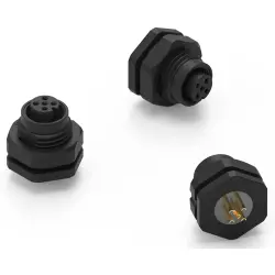 Panel socket, M12, 4 pole, solder connection, straight, 643120100404