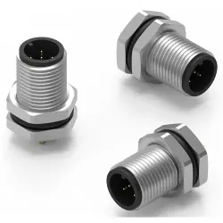 Panel plug, M12, 5 pole, solder pins, straight, 643150100305