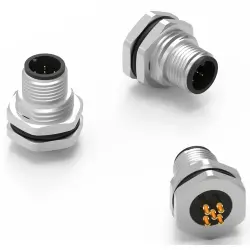 Panel plug, M12, 4 pole, solder connection, straight, 643150100604