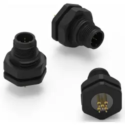 Panel plug, M12, 8 pole, solder connection, straight, 643210100408