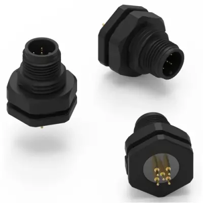 Panel plug, M12, 8 pole, solder connection, straight, 643210100608 - 1