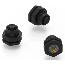Panel socket, M12, 8 pole, solder connection, straight, 643220100408