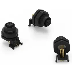 Panel socket, M12, 8 pole, solder connection, straight, 643240100408