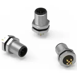 Panel plug, M12, 5 pole, solder connection, straight, 643250100305