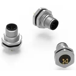 Panel plug, M12, 4 pole, solder connection, straight, 643250100604