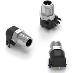 Panel plug, M12, 5 pole, solder connection, angled, 643270100305