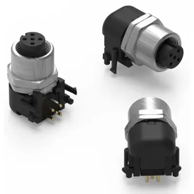 Panel socket, M12, 8 pole, solder connection, angled, 643280100308 - 1