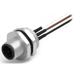 Panel plug, M12, 5 pole, strand connection, straight, 643352100605