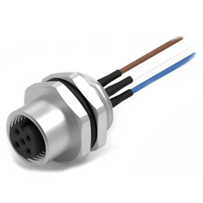 Panel socket, M12, 4 pole, strand connection, straight, 643362100604 - 1