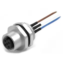 Panel socket, M12, 8 pole, strand connection, straight, 643362100608