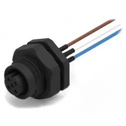 Panel socket, M12, 5 pole, strand connection, straight, 643421100405