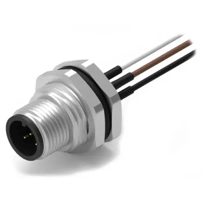 Panel plug, M12, 8 pole, strand connection, straight, 643452100608 - 1