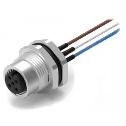 Panel socket, M12, 5 pole, strand connection, straight, 643462100605