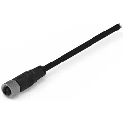 Sensor actuator cable, M12-cable socket, straight to open end, 4 pole, 2 m, PVC, black, 5 A, 643622120304