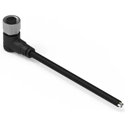 Sensor actuator cable, M12-cable socket, angled to open end, 5 pole, 2 m, PVC, black, 5 A, 643642120305 - 1