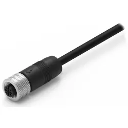 Sensor actuator cable, M12-cable plug, straight to open end, 4 pole, 2 m, PVC, black, 5 A, 643662120304