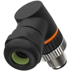 Plug, M12, 4 pole, screw connection, screw locking, angled, 381166334