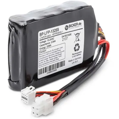 Lithium iron phosphate-battery, 13.2 V, 2.5 Ah, 105 x 70 x 32 mm, connector, BP-LFP-1325S - 1