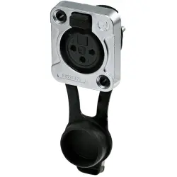 XLR panel socket, 3 pole, tin-plated, zinc die casting, RRX3F-Z-000-1