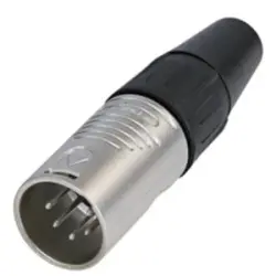 XLR plug, 5 pole, silver-plated, 1.5 mm², AWG 16, zinc, RC5M
