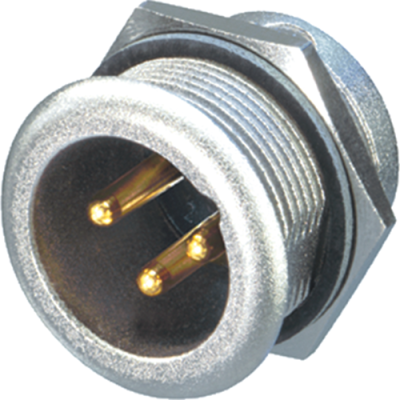 XLR panel plug, 3 pole, gold-plated, 1.5-2.5 mm², metal, NC3MPR-HD - 1