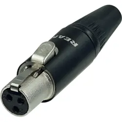 XLR jack, 3 pole, gold-plated, 0.22 mm², AWG 24, zinc, RT3FC-B