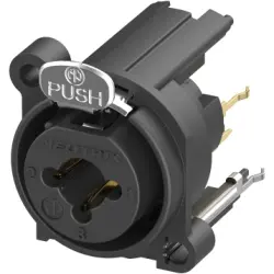 XLR/jack panel mount socket, 3 pole, gold-plated, polyamide, NCJ6FE-V