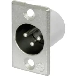 XLR panel plug, 3 pole, silver-plated, metal, NC3MP