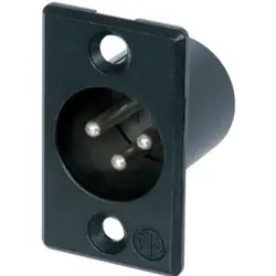 XLR panel plug, 3 pole, silver-plated, metal, NC3MP-BAG