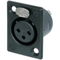 XLR panel socket, 3 pole, silver-plated, metal, NC3FP-BAG-1