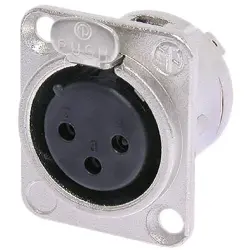 XLR panel socket, 3 pole, silver-plated, 2.5 mm², AWG 14, metal, NC3FD-L-1