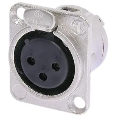 XLR panel socket, 3 pole, silver-plated, 2.5 mm², AWG 14, metal, NC3FD-L-1 - 1