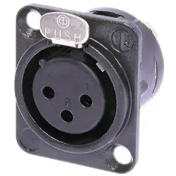 XLR panel socket, 3 pole, silver-plated, 2.5 mm², AWG 14, metal, NC3FD-L-BAG-1