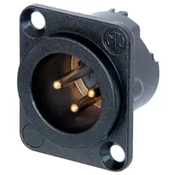 XLR panel plug, 3 pole, gold-plated, 2.5 mm², AWG 14, metal, NC3MD-LX-B