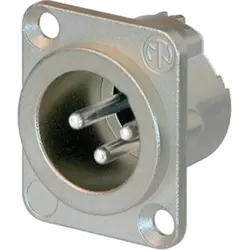 XLR panel plug, 3 pole, silver-plated, 2.5 mm², AWG 14, metal, NC3MD-LX
