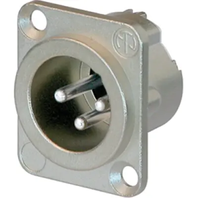XLR panel plug, 3 pole, silver-plated, 2.5 mm², AWG 14, metal, NC3MD-LX - 1