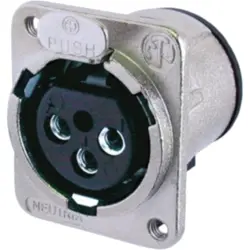 XLR panel socket, 3 pole, silver-plated, 1.0 mm², AWG 18, metal, NC3FDM3-V