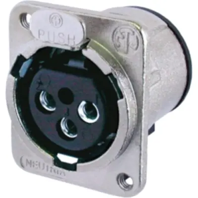XLR panel socket, 3 pole, silver-plated, 1.0 mm², AWG 18, metal, NC3FDM3-V - 1