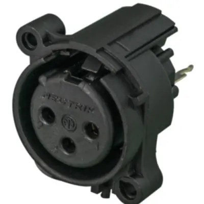 XLR panel socket, 3 pole, gold-plated, metal, NC3FAAV-0 - 1