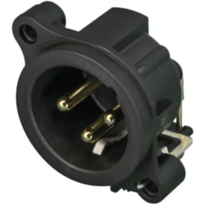 XLR panel plug, 3 pole, gold-plated, metal, NC3MAH - 1