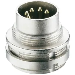 Panel plug, 7 pole, solder cup, screw locking, straight, 0314 07