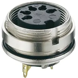 Panel socket, 7 pole, solder cup, screw locking, straight, 0305 07-1