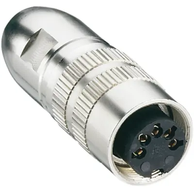 Jack, 6 pole, solder cup, screw locking, straight, 0322 06 - 1
