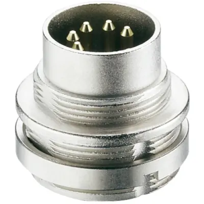 Panel plug, 3 pole, solder cup, screw locking, straight, 0314 03 - 1